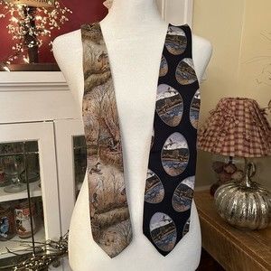 Lot of 2 hunting/duck outdoors ties Eddie Bauer and Britches